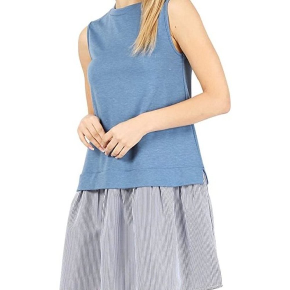 NWT French Terry Layered Look Summer Sundress - Picture 3 of 5